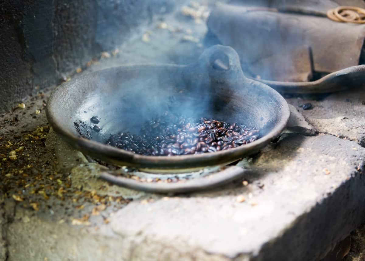 roasting kopi luwak civet coffee