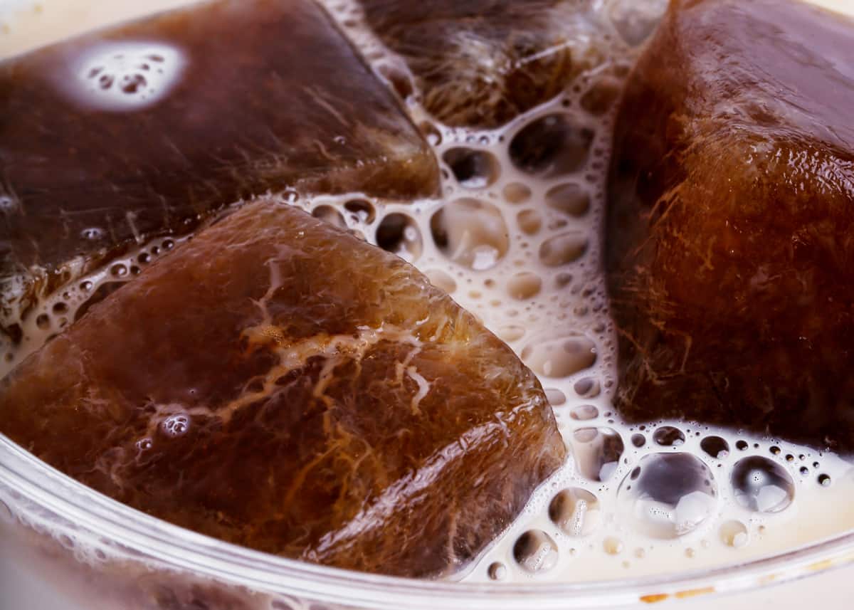 iced coffee with coffee ice cubes