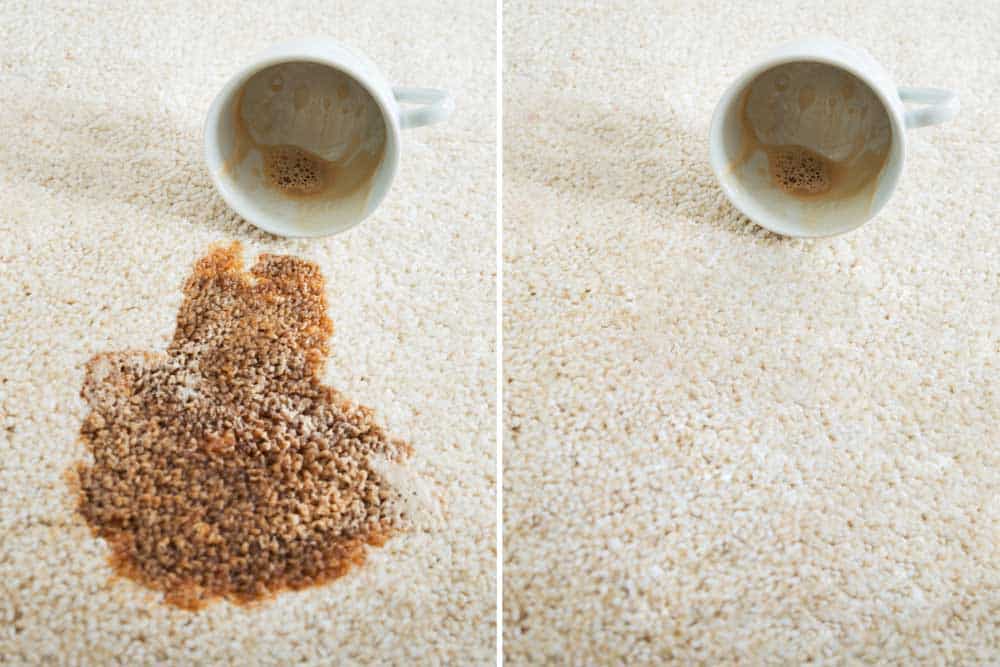 remove coffee stain on carpet before after