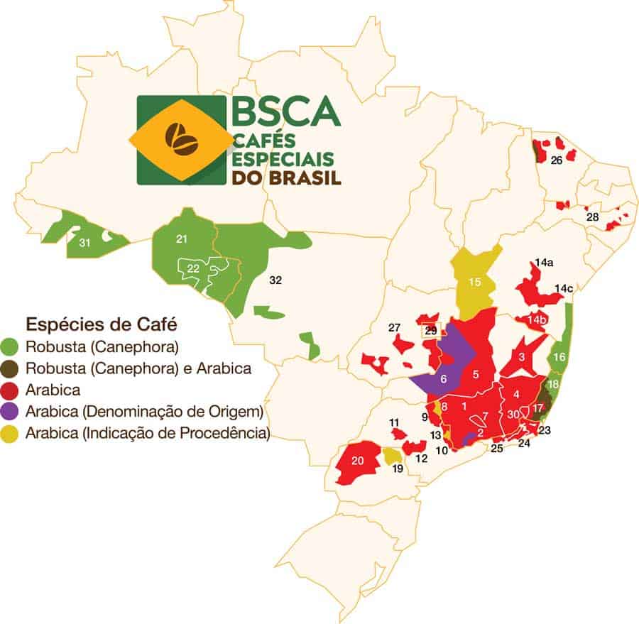 brazil coffee growing regions map